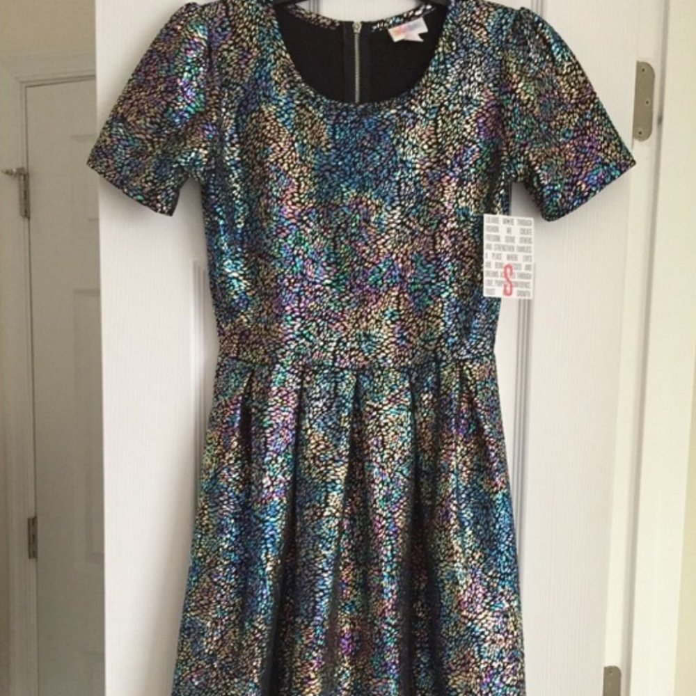 Lularoe Elegant Mermaid Oil Slick Amelia Dress, Small